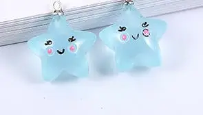 blue star MRHUANG 5 шт./лот упак. крутые розовые облака Луна Подвески Смола кулон fit ожерелье браслет DIY ремесло ювелирные изделия аксессуары - Окраска металла: blue star