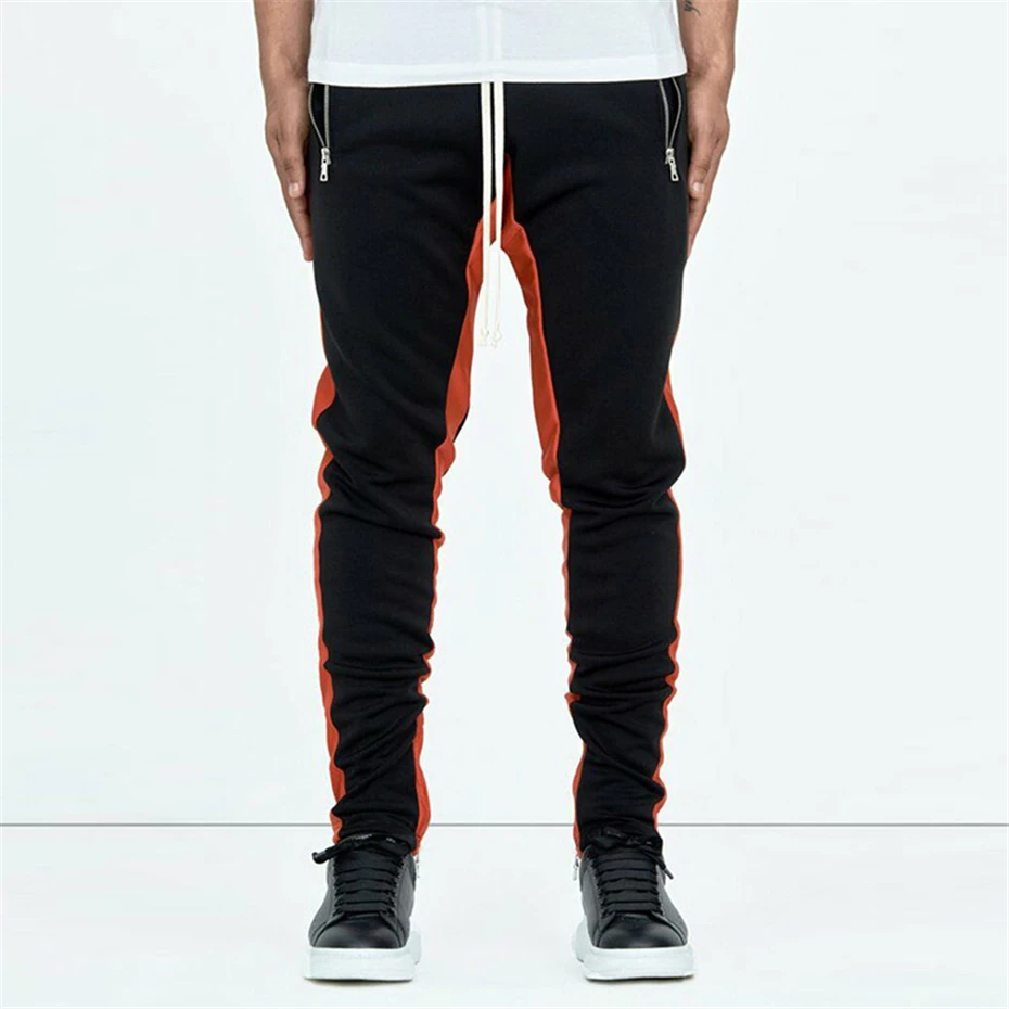 Stripe Joggers Штаны Для мужчин осень Повседневное спортивные штаны мужские туфли до лодыжки на молнии Узкие брюки одежда в стиле хип-хоп WG314