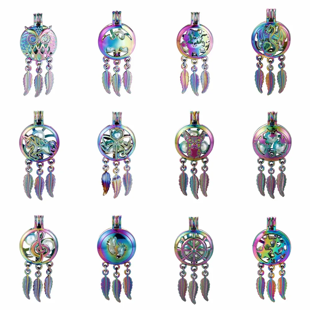 5 шт. радужные жемчужные бусины в виде Ловца снов с животными клетка распылитель
