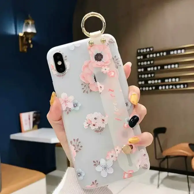 Ourdeals карамельный цвет на запястье цепочка чехол для телефона для iphone 8 6 6s plus XS MAX X мягкий чехол для iphone 7 Чехол для XR чехол Cuque - Цвет: E