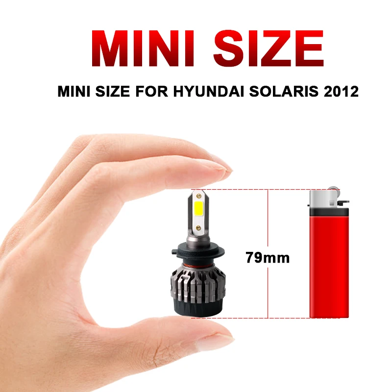 Для Hyundai Solaris 2012 2xled комплект преобразования автомобильных фар COB лампа 72W 8000LM 3000K