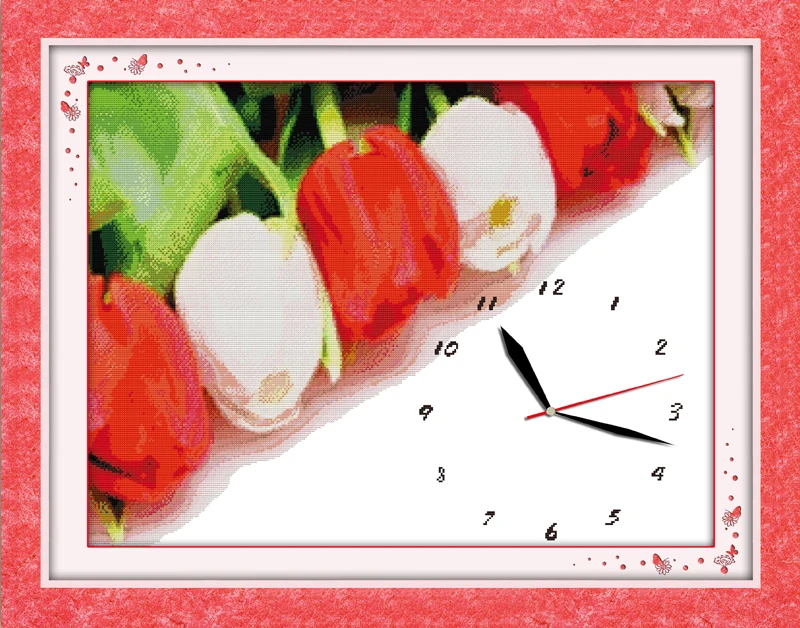 

Rose love cross stitch kit 14ct 11ct count print canvas wall clock stitching embroidery DIY handmade needlework