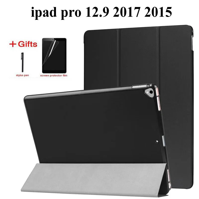 

Ultra Slim PU leather Case for iPad Pro 12.9 2017 /2015 Smart Cover For ipad pro 12.9 with auto wake up sleep function+Film+Pen