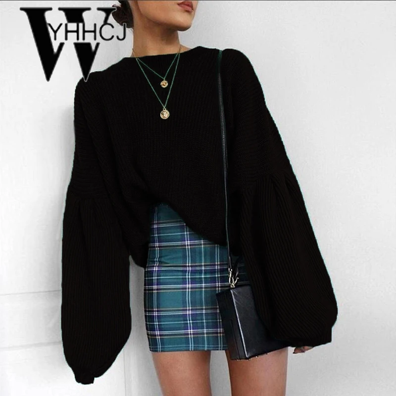 WYHHCJ 2018 new autumn winter women sweaters and pullovers long sleeve casual crop sweater thicken solid knitted jumpers sweter | Женская