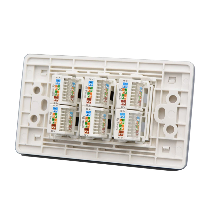 Шесть портов сетевой штекер RJ45 CAT5E CAT6 Интернет Ethernet настенная Лицевая панель для