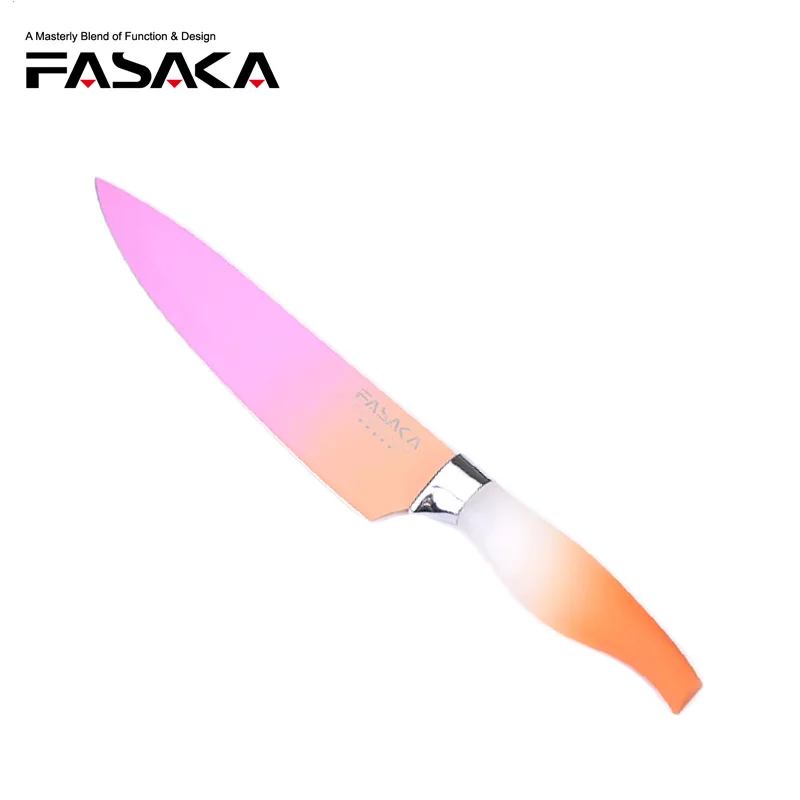 FASAKA Creative New Design Colorful Gradient Chef Knife Stainless Steel 8'' inch Professional Meats Santoku Knives Kitchen Tools | Дом и