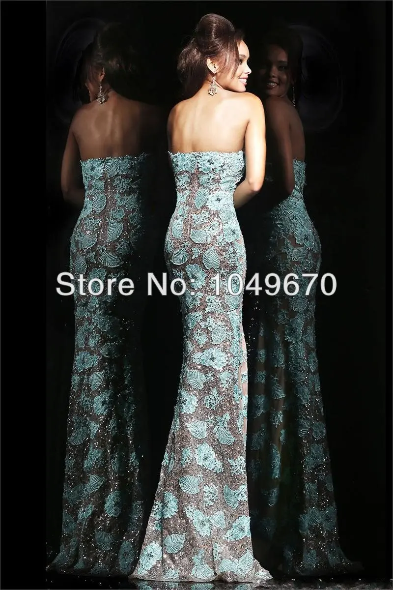 2014 New Arrival Light Sky Blue Sweetheart Applique Lace Prom Dresses Sheath Floor Length Dress Pageant Long Evening Gowns N270 | Свадьбы и