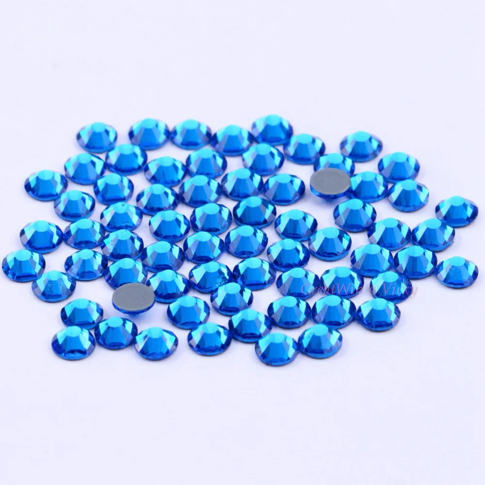Высокое качество! Капри Синие стразы горячей фиксации SS6 SS10 SS16 SS20 SS30 кристаллы с