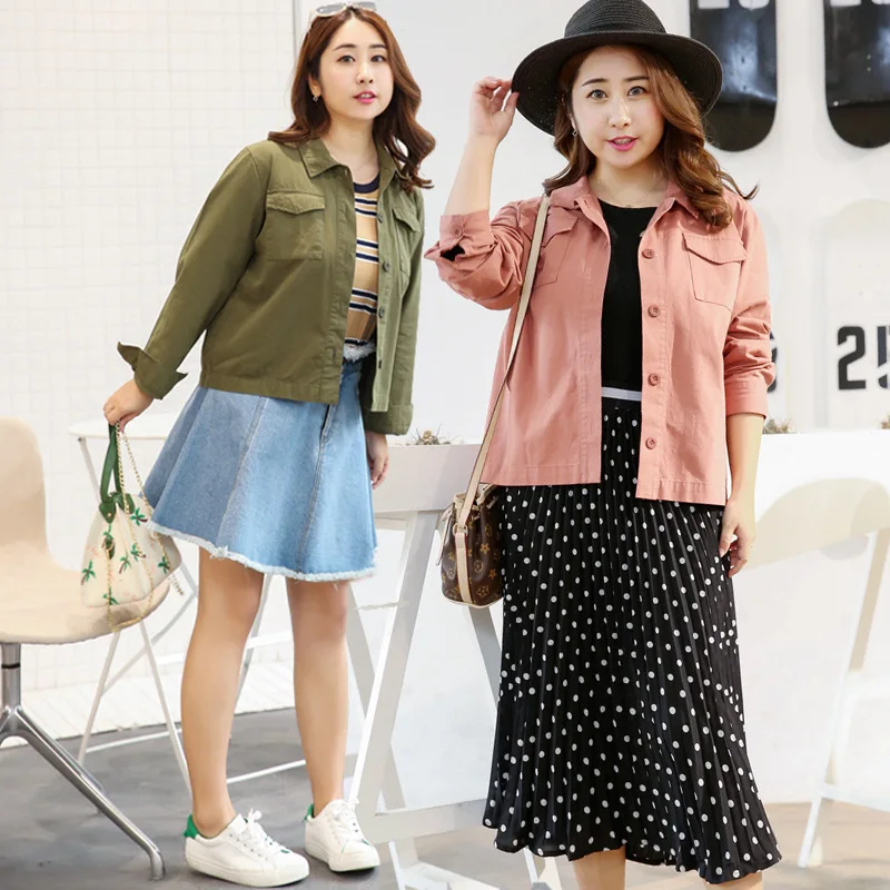

Europe and America Spring Fashion New Large Size Coat Soild Color Lapel Jacket