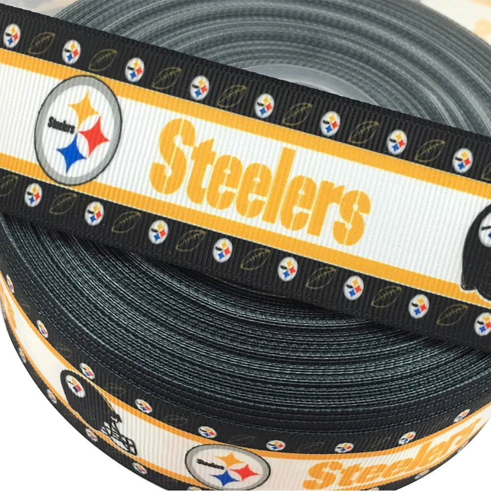 Спортивная корсажная лента Steelers 7/8 дюйма 22 мм банты для волос с принтом в виде