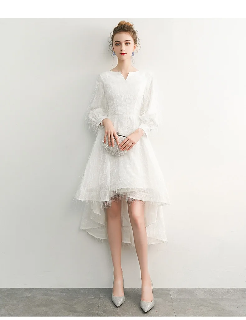 Robe De Soiree белые элегантные кружевные вечерние платья трапециевидной формы с v-образным вырезом и длинным рукавом, вечерние платья, vestido de festa LYFY12