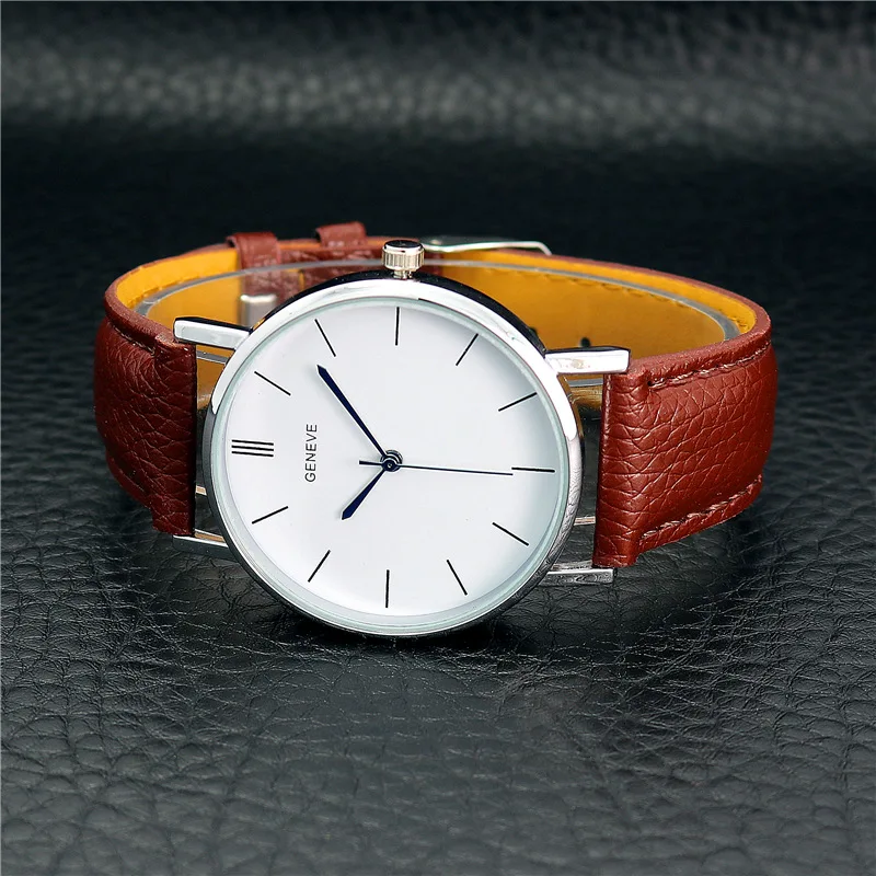 Women's Watches Simple Large Dial White Leather Watchband Minimalist Quartz Watch for Women Dropshipping Ladies Dress Wristwatch |
