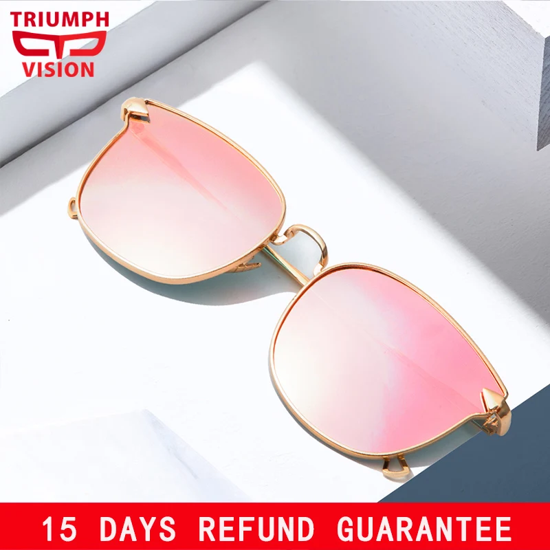 Женские солнцезащитные очки TRIUMPH VISION розовые зеркальные с кошачьим глазом