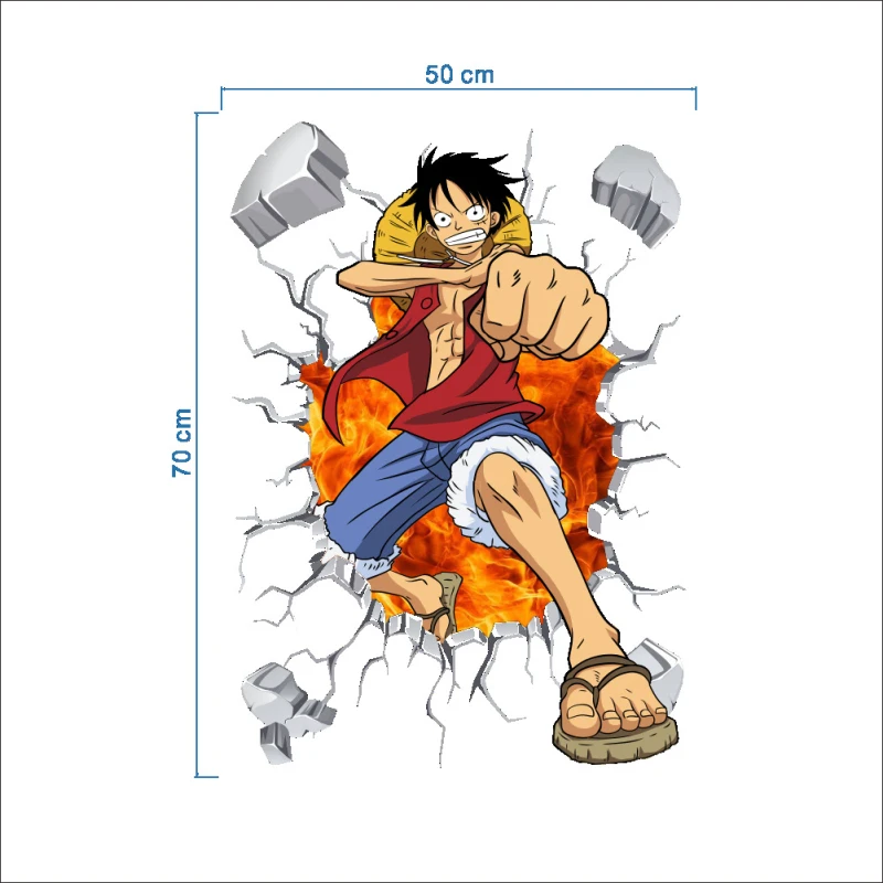Горячая Распродажа 70*50 см Po One Piece Monkey D. Luffy аниме стикер 3D визуальный эффект обои s