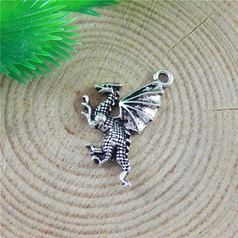 GraceAngie 20pcs Creative Flying Dragon Pendants Charms Finding Silver Color Jewelry Making Key Chain Accessary | Украшения и