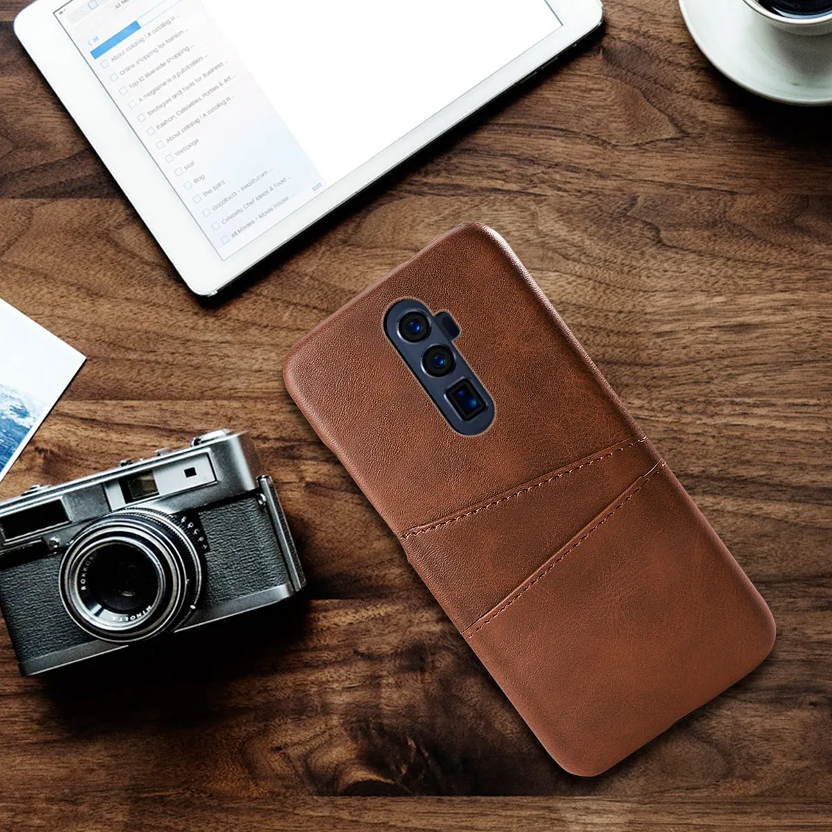 for Oppo Reno 5G Case Soft PU Leather PC Back with Credit Card Holder Shockproof Cover OPPO A9 Luxury |