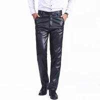 thoshine brand spring summer autumn men leather pants straight moto biker trousers male pu faux leather trousers casual pants