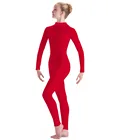 Детский гимнастический комбинезон, из лайкры и нейлона, с длинным рукавом, для мальчиков и девочек, красный, без стопы, танцевальная одежда балетное трико из спандекса