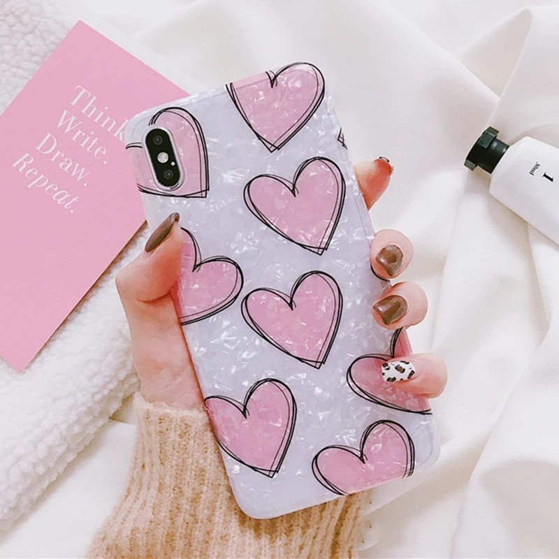 Чехол LOVECOM с милым сердечком для iPhone 11 Pro Max X XS Max XR 6 6S 7 8 Plus, мягкая задняя крышка IMD для телефона с текстурой всего тела