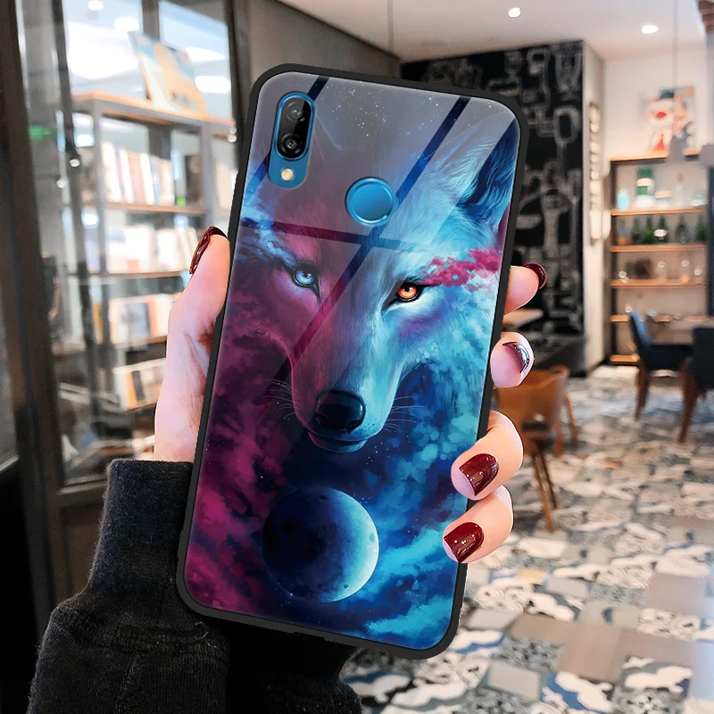 langqiu Чехол из закаленного стекла для huawei P9 P10 P20 Plus P30 Pro Lite Wolf Coque для huawei mate 9 10 20 X Lite Pro Y9 TPU чехол - Цвет: langqiu