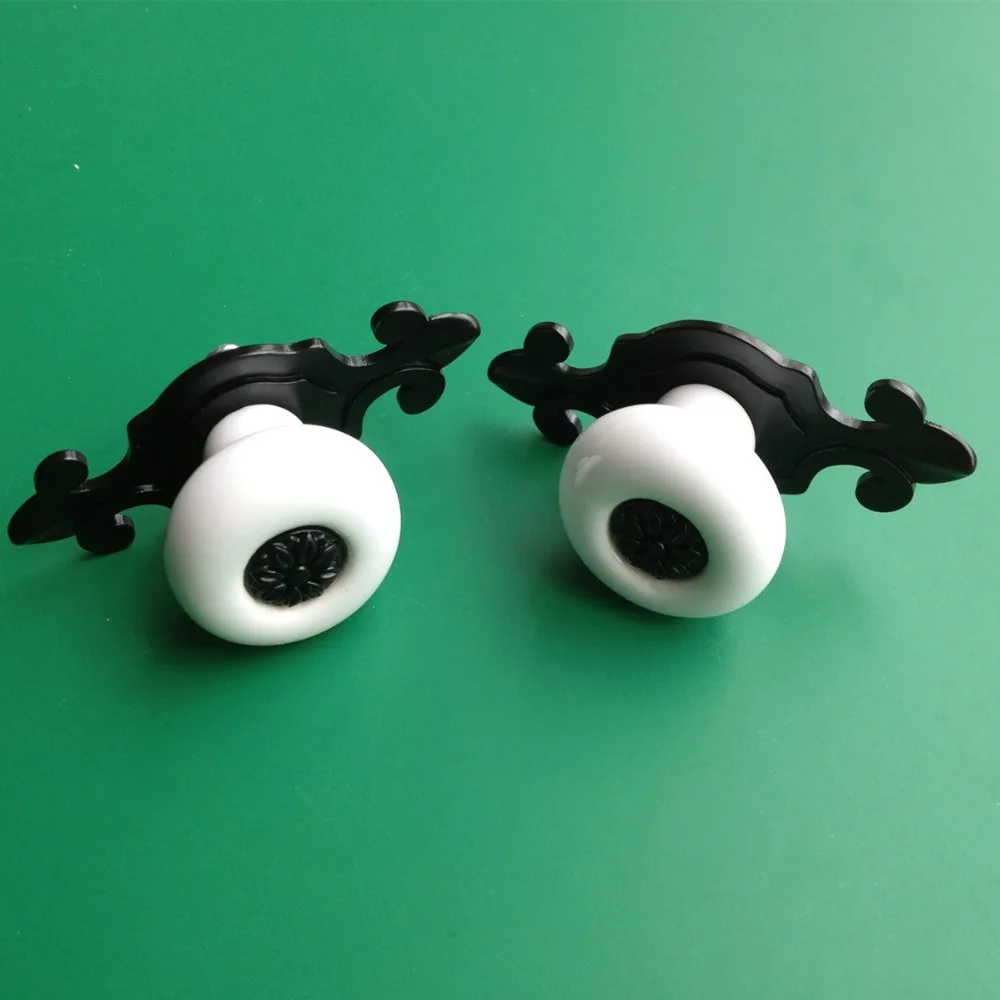 8 шт./компл. белый с черным Винтаж Ретро Керамика дверную ручку бронза шкаф ящик