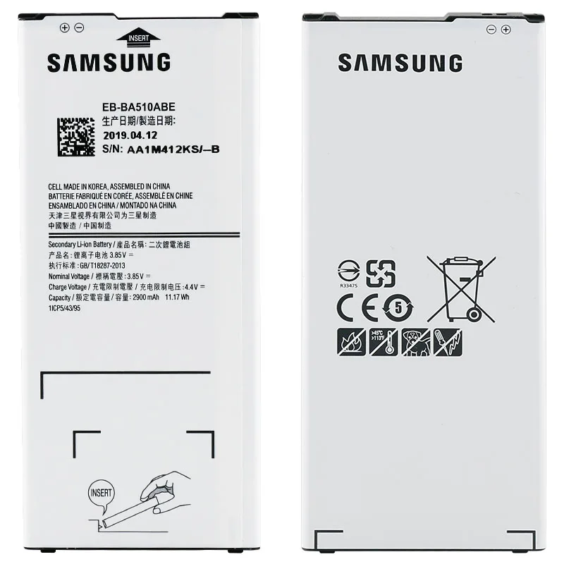 Samsung Original Battery for Galaxy A5 2016 Edition A510 A510F A5100 2900mAh EB-BA510ABE Phone Replacement Batteries | Мобильные