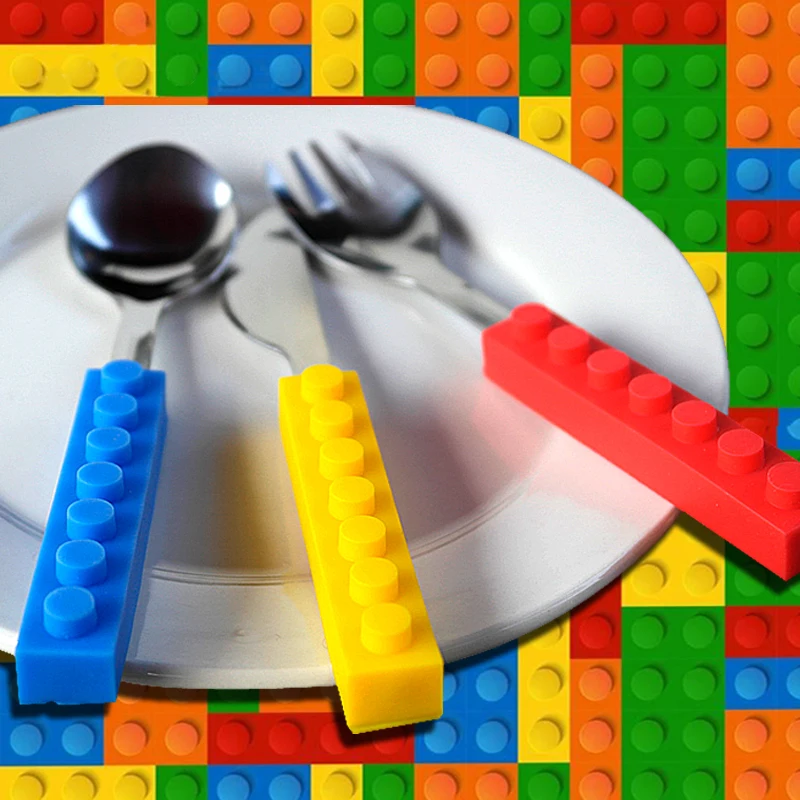3 шт./компл. Lego Нержавеющая сталь столовая ложка вилка Ножи комплект детской