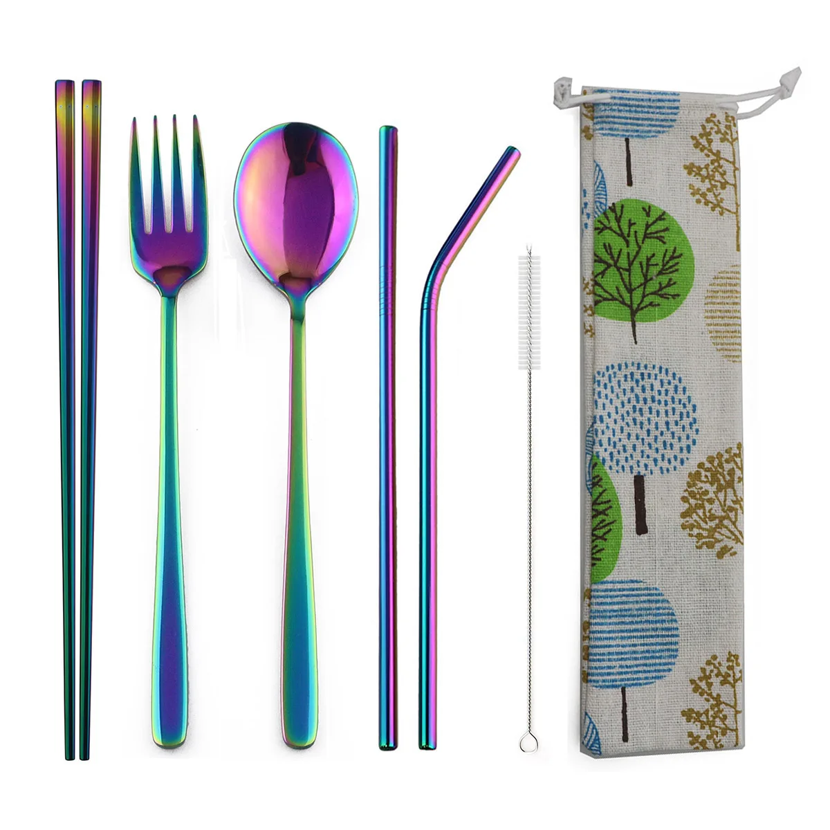 6 шт. портативная роскошная столовая посуда из нержавеющей стали комплект