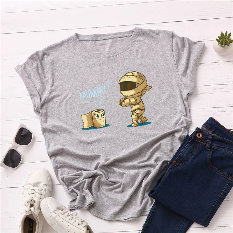 A0595-qianhui Милая женская футболка с буквенным принтом размера плюс S-5XL, хлопок, круглый вырез, короткий рукав, летняя футболка, топы, футболки, женские футболки - Цвет: A0595-qianhui