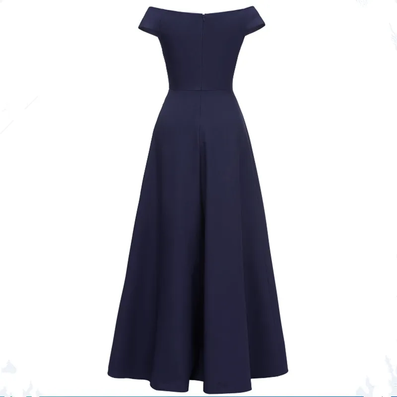 CD1682#Slim dark blue Boat Neck Bridesmaid Dresses Long burgundy bridal gown wedding party dress wholesale cheap women clothing