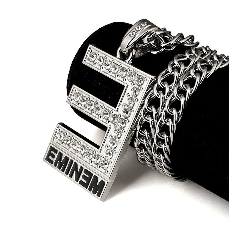 Мужские и женские подвески из горного хрусталя EMINEM E, ожерелья, золотые блестящие хип-хоп цепочки, ювелирные изделия, подарки, чокеры