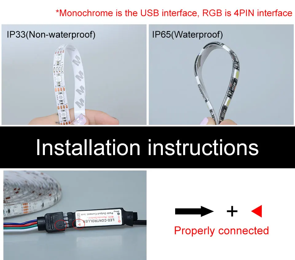 Foxanon USB DC 5 В Светодиодная лента ИК-пульт 2835 RGB 0,5 м 1 м 2 м 3 м 4 м 5 м 60 светодиодов/м водонепроницаемый гибкий светильник для ТВ спальни Рождество
