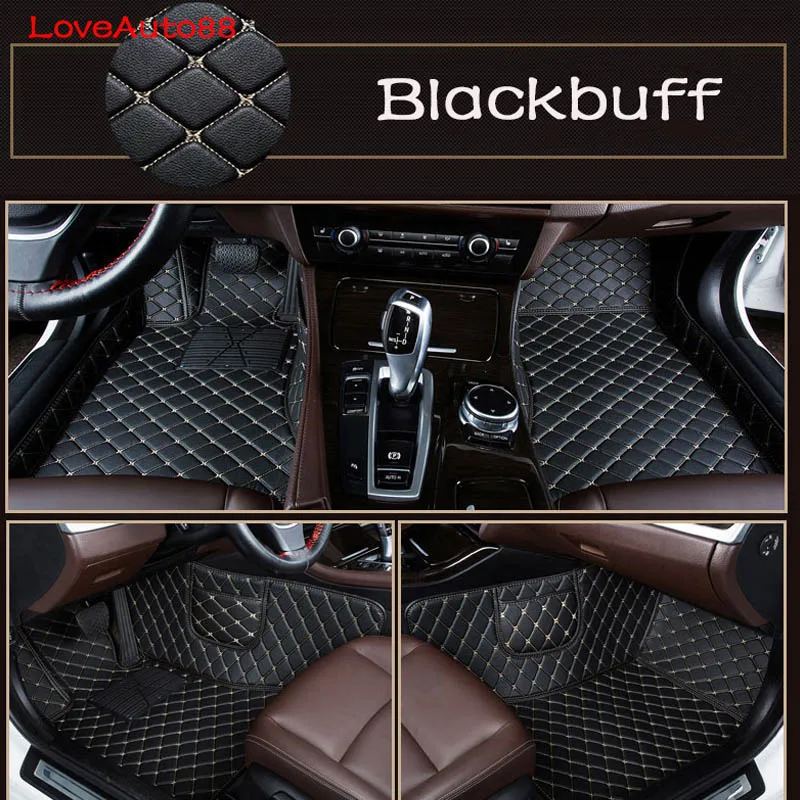 Black Buff Автомобильные коврики, коврики, автомобильные коврики, автомобильные коврики, коврики для салона, аксессуары, автомобильные коврики для Volkswagen VW Tiguan MK2, кожа на заказ - Название цвета: Black Buff