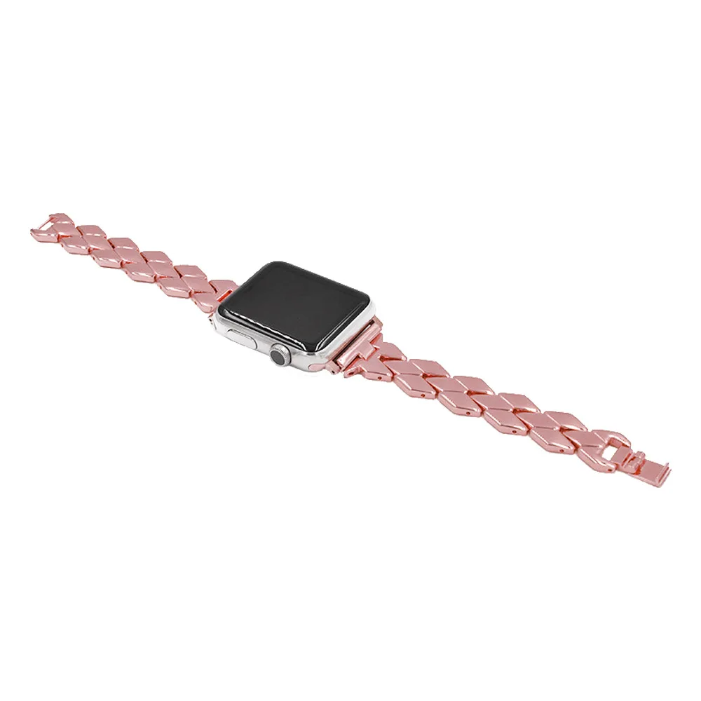 WoseaFit рифленая нержавеющая сталь Ремешок с узором для Apple Watch 38 мм 40 мм 42 мм 44 мм ремешок для серии 2 3 4 ремешок стальной браслет