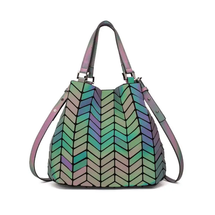 Новинка 2019 светящаяся сумка женская тоут с геометрическим рисунком складные