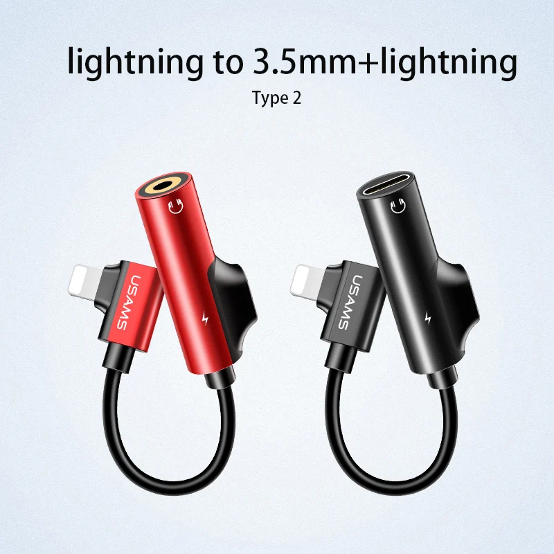 USAMS lighting до 3 5 мм аудио для iPhone Кабельный адаптер двойное освещение lighttin OTG Тип C