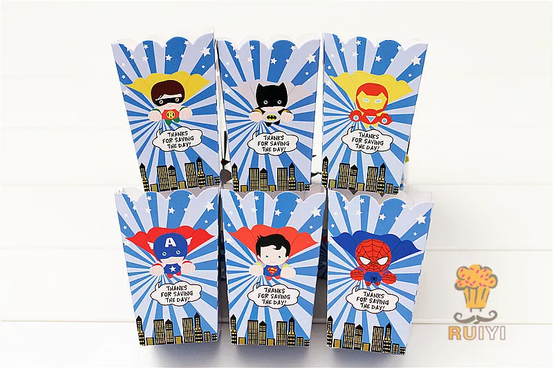 24 X супер Герой мультфильма попкорн коробка для дня рождения вечерние подарок