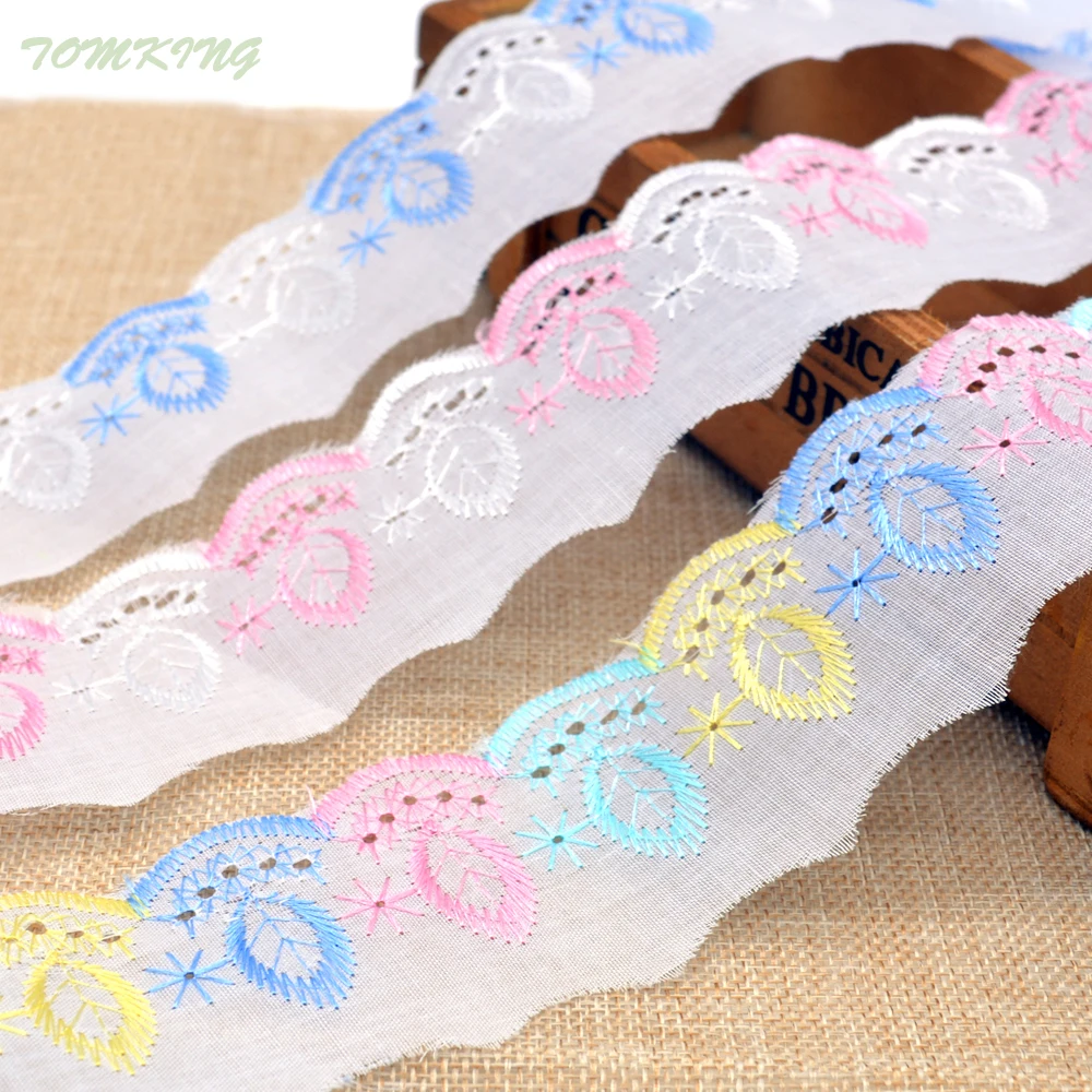 Горячая продажа 5yd/Лот 50 мм цветная белая вышитая кружевная отделка Лента для