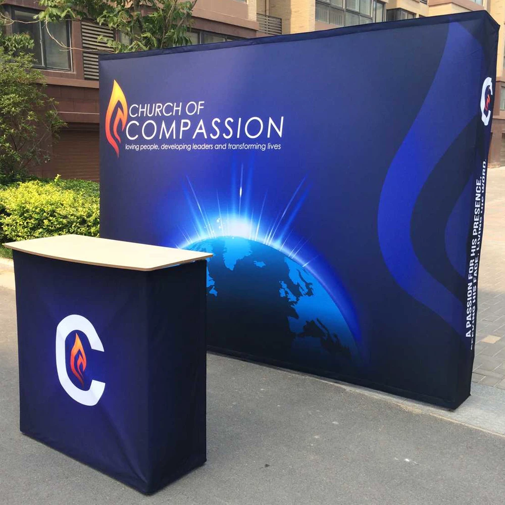 10 футов переносной Натяжной тканевый всплывающий дисплей выставка баннер для
