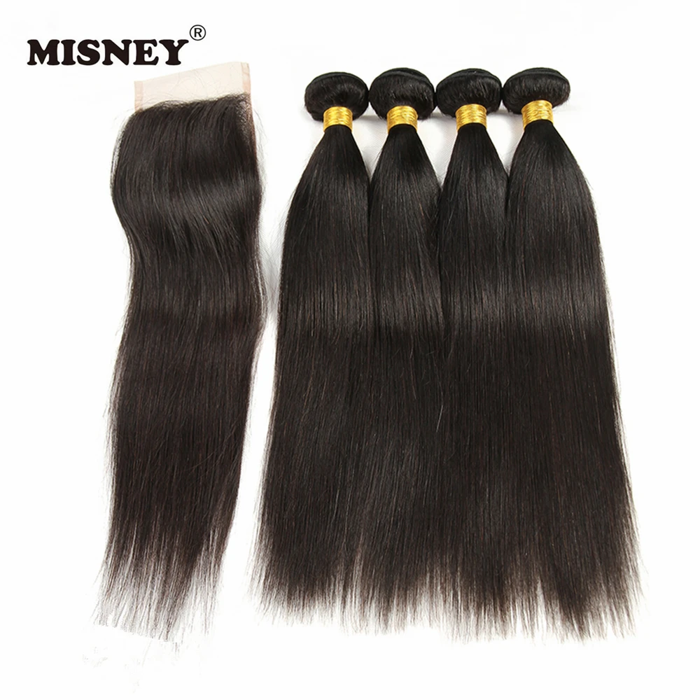 

Brazilian Non Remy Hair Lace Closure 4x4 Straight 100% Human Hair Natural Black Color With Baby Hair