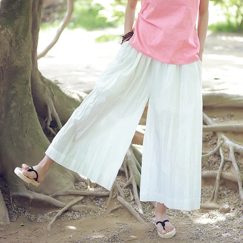 Брюки женские с широкими штанинами белые черные брюки-кюлоты 2018 брюки хорошего