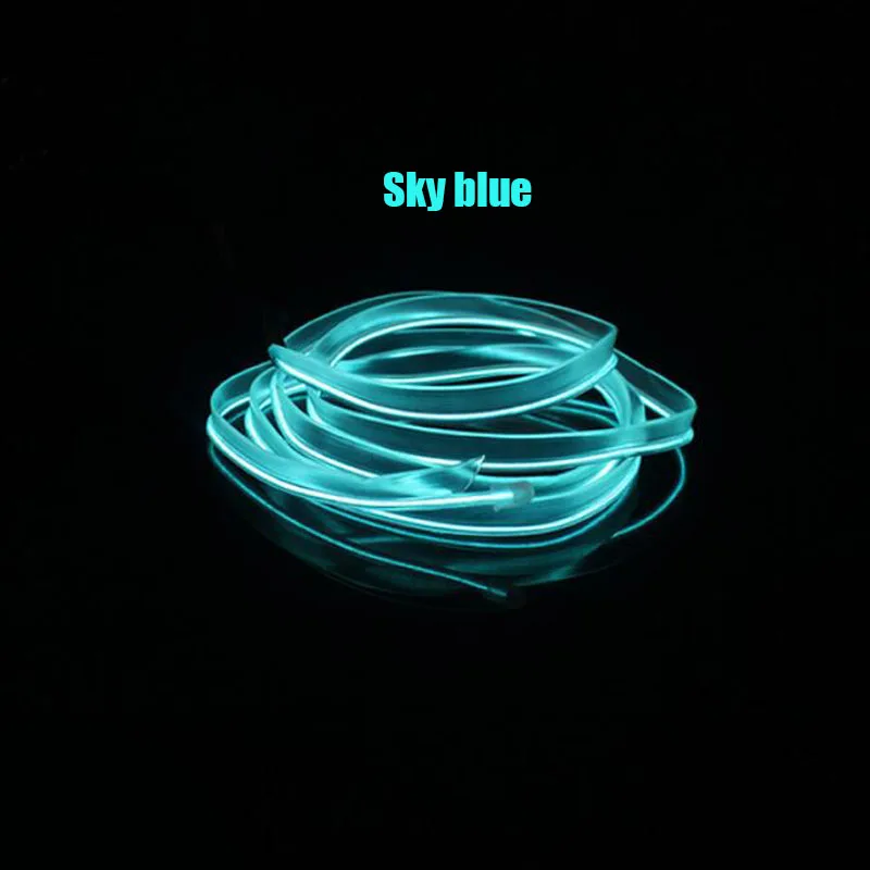 Sky blue 2 м/3 м/5 м автомобильный 12 В светодиодный холодный светильник s гибкий неоновый EL провод авто лампы на автомобиль холодный светильник полосы линии украшения интерьера полосы лампы - Испускаемый цвет: Sky blue