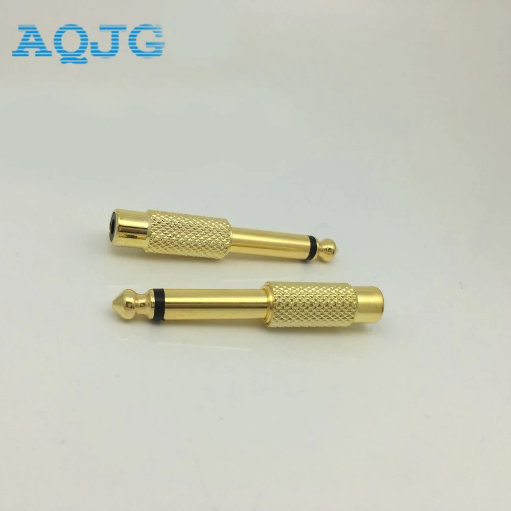 5 шт. золотой адаптер 6 35 мм разъем в Стандартный RCA конвертер адаптеры AQJG |