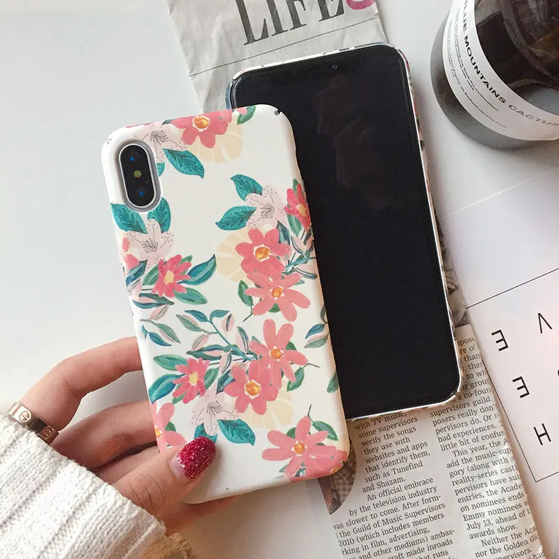 Boucho Художественный Цветочный растительный лист чехол для iPhone X модный матовый 6 6s