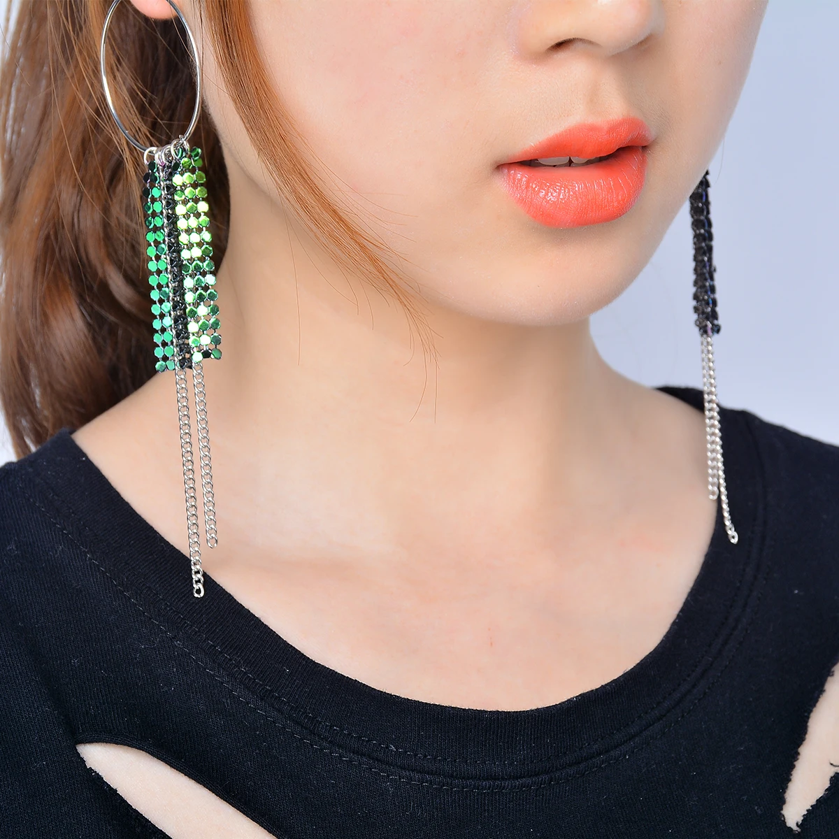 Готические анодированные голографические серьги Длинные украшения для вечерние