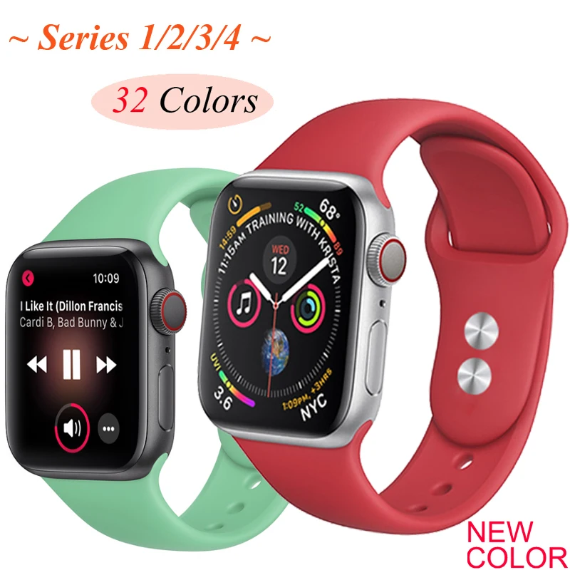 Ремешок для apple watch band 42 мм 38 correa sport Silicone iwatch 44 40 4 3 2 браслет pulseira