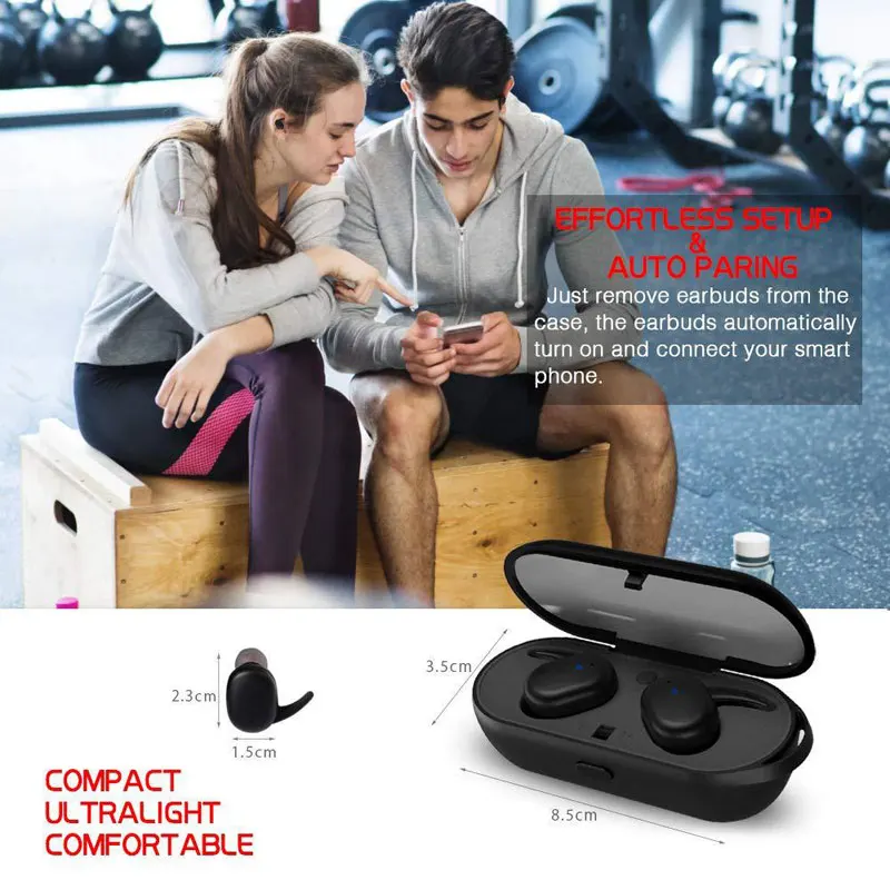 

Bluetooth 5.0 Earphone Mini TWS Wireless Headset Touch Control Sport Ear Stereo Cordless Earbuds with Charging Box For man women