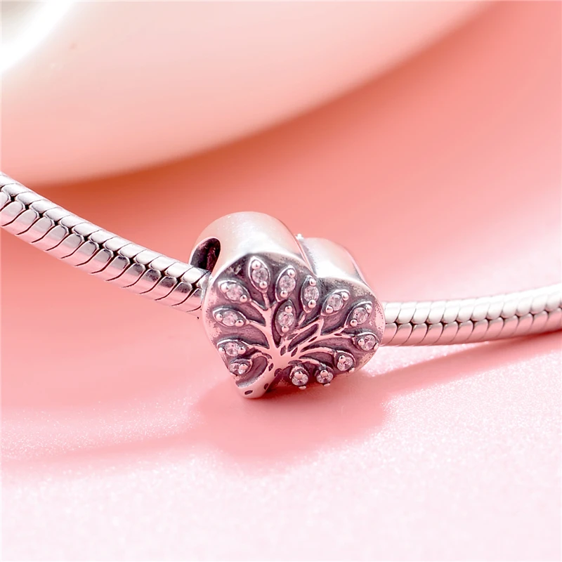 Бусина Шарм семейное дерево с прозрачным цирконием подходит для оригинального