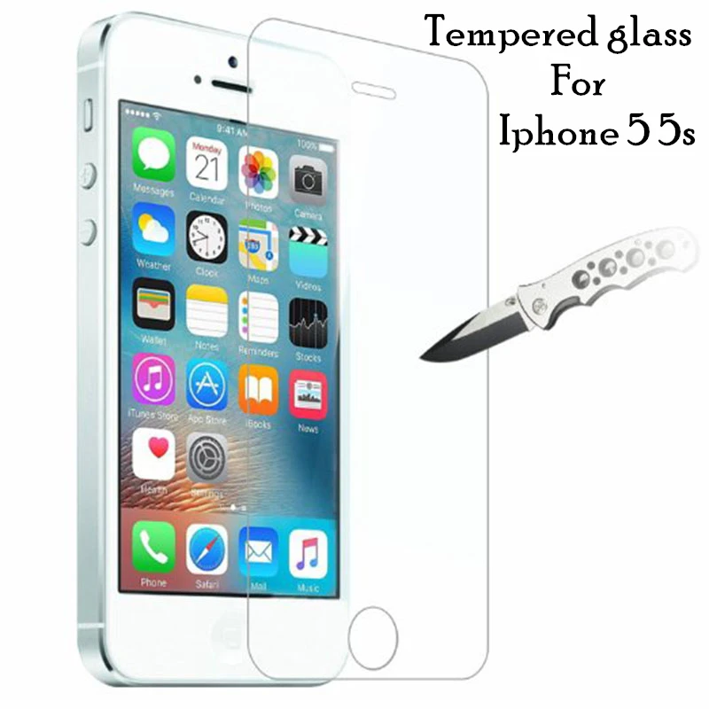 Оригинал 0 3 мм 2.5D Закаленное стекло протектор экрана для iPhone 5 5S 5c SE HD усиленная