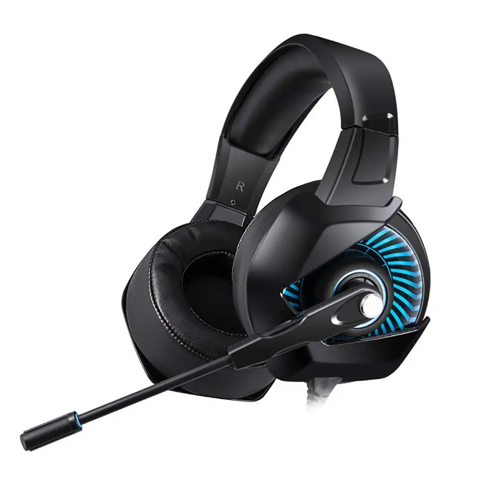 Игровая гарнитура ONIKUMA K6 для мобильных игровых гарнитур E-sports с микрофоном Стерео объемная usb-гарнитура для ПК и ноутбука - Цвет: Black-Blue-Light